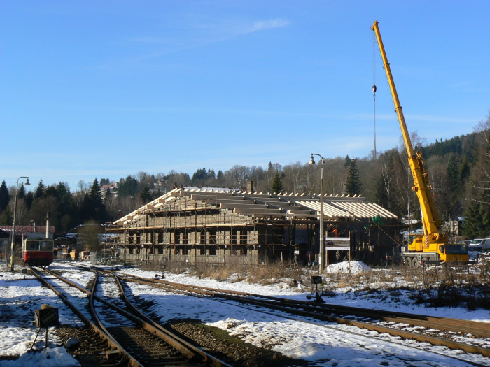 Rekonstrukce lokomotivní výtopny Kořenov, foto z průběhu rekonstrukce, ALEJ