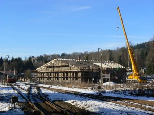Rekonstrukce lokomotivní výtopny Kořenov, foto z průběhu rekonstrukce, ALEJ