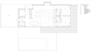 Vila v Lotyšsku, půdorys přízemí, OUTOFBOX architecture