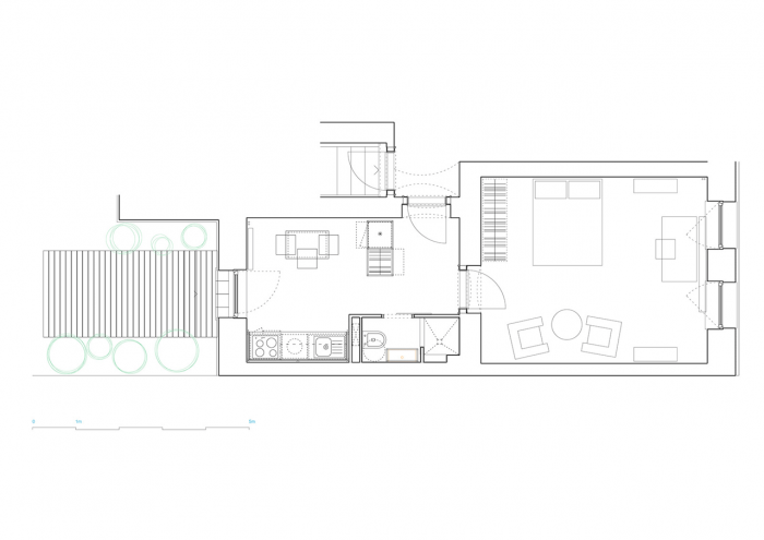 architectureMADE, Rekonstrukce nájemního bytu 1+1 v Plzni, půdorys – foto