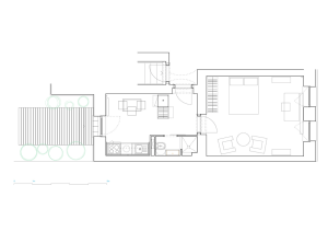 architectureMADE, Rekonstrukce nájemního bytu 1+1 v Plzni, půdorys – foto