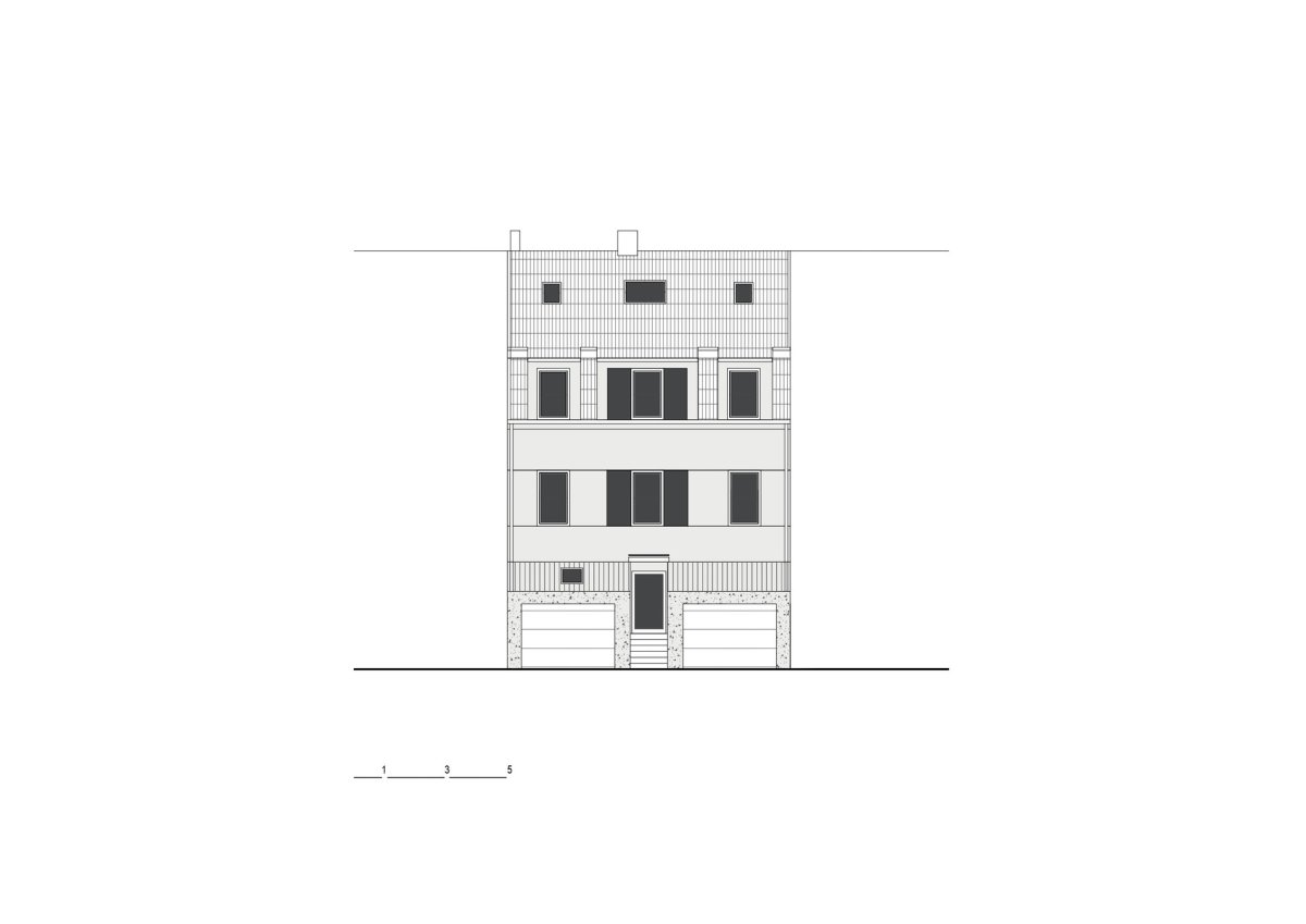 Pohled ulice (Rekonstrukce domu na Břevnově; Mimosa architekti)