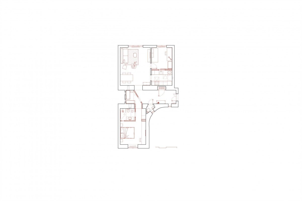 Byt stupňovitých objemů, alepreda architecture, půdorys