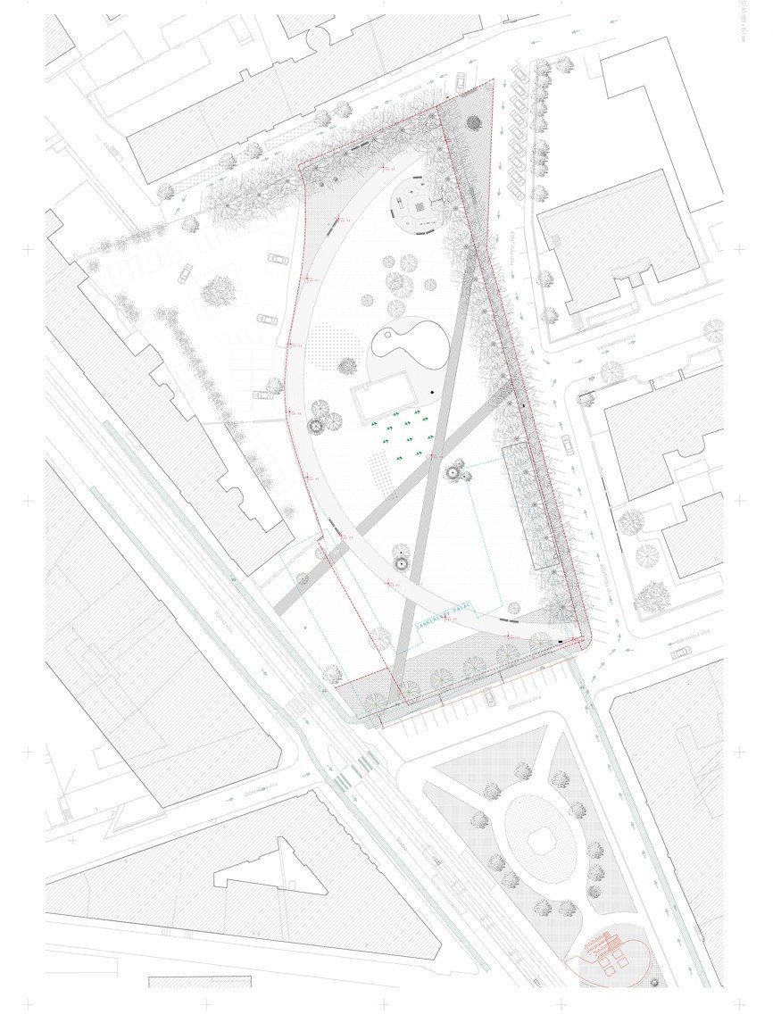 Landererov Park, půdorys, fbcc architecture