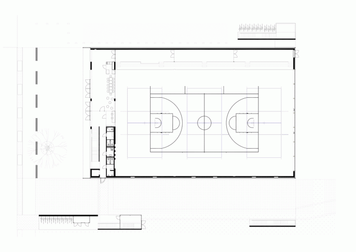 Dietger Wissounig Architekten, Sportovní hala St. Martin, půdorys 1.NP - foto