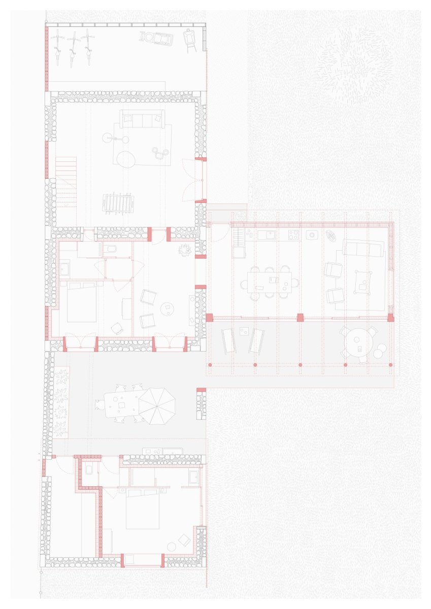 Konverze starého statku, Martin Migeon Architecture: Půdorys