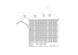 Pohled na vnější fasádu (Rekonstrukce měšťanský dům na Valdštejnském náměstí, Formafatal)