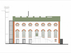 Jižní pohled na fasádu silocentrály