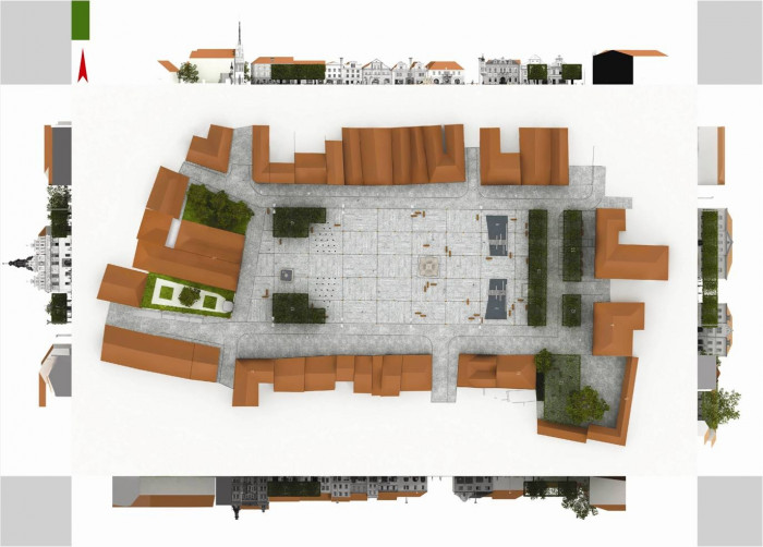 Revitalizace náměstí ve Stříbře, situace a pohledy, M&P Architekti