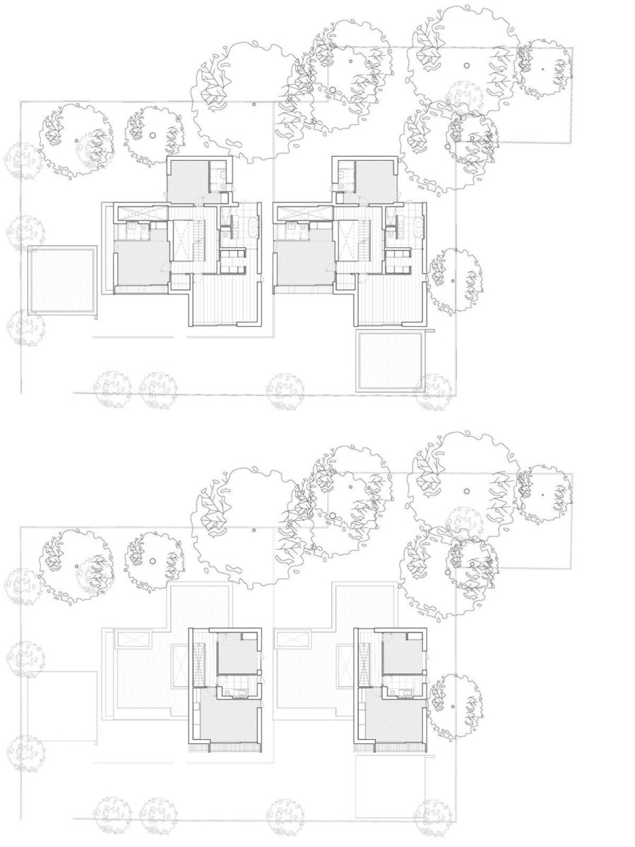 Alison Brooks Architects, Herringbone Houses, 2.NP a 3.NP, výkres