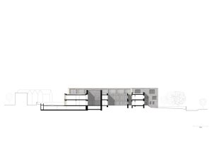 Jacoby Studios Headquarters, řez, David Chipperfield Architects