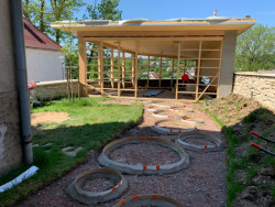 Altán městské knihovny ve Vamberku, výstavba.