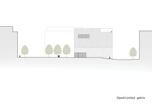 Subcentrum Klamovka - Nové lokální centrum v Plzeňské ulici, západní pohled na galerii, Klára Jeníková