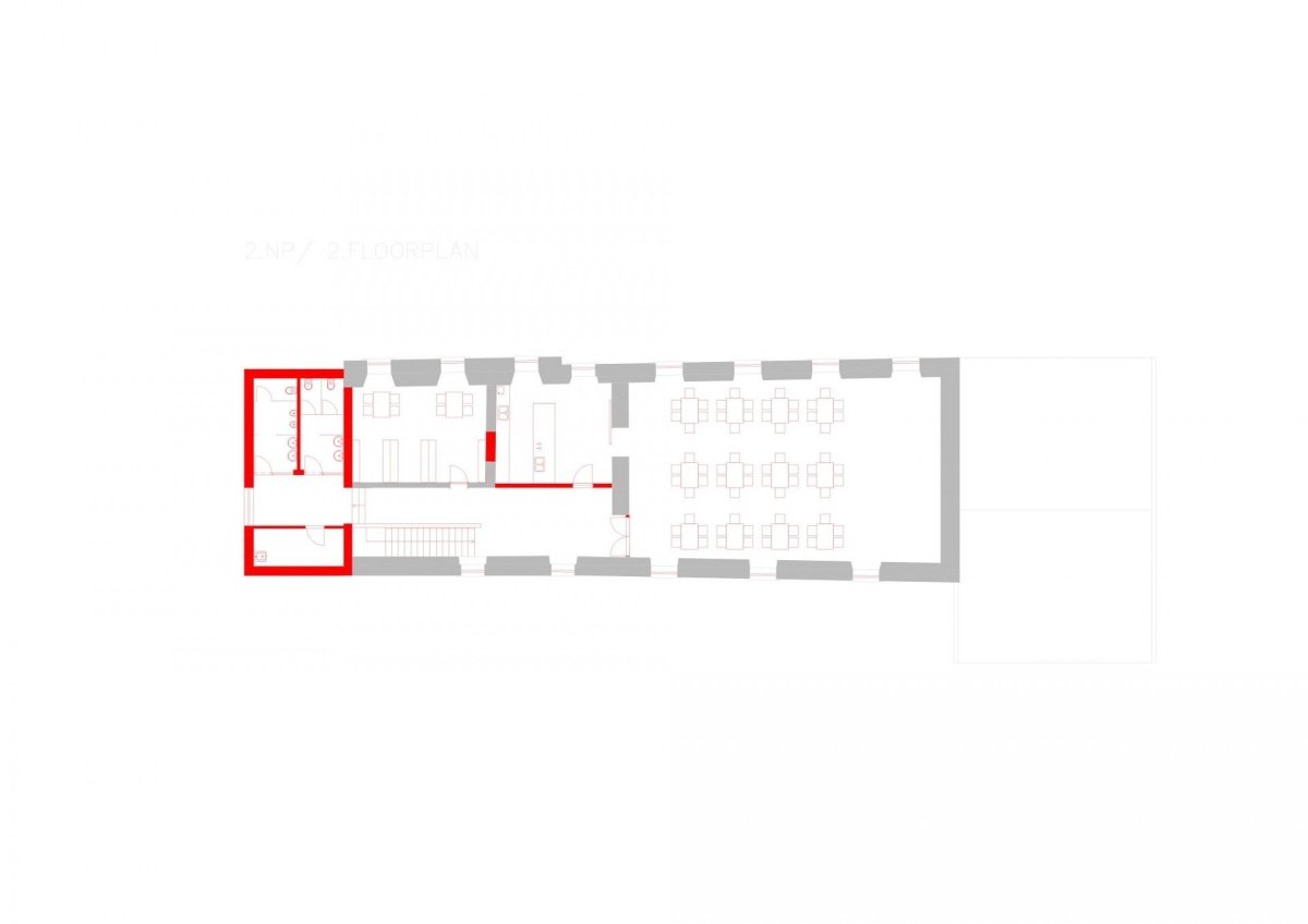Obecní úřad Hluchov, půdorys 2 NP, Jiří Markevič / Public atelier, Jaroslav Sedlák / Fuuze