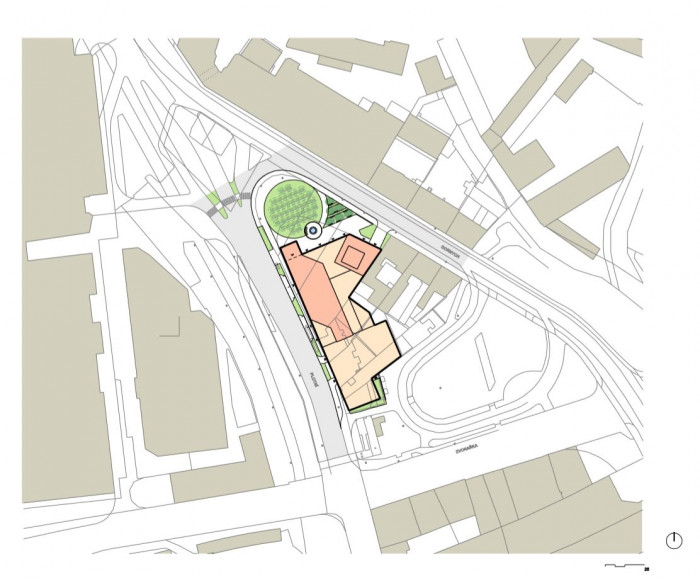 Polyfunkční objekt DORN, situace, Atelier RAW