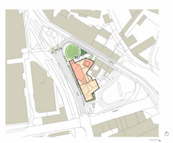 Polyfunkční objekt DORN, situace, Atelier RAW