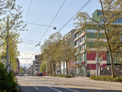 Z betonového skladu se stal bytový dům. (Konverze sladu vína na komunitní bydlení; Esch Sintzel Architekten)