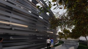 Parkovací dům v Dolních Břežanech, Franek Architects, Vašiarchitekti - vizualizace