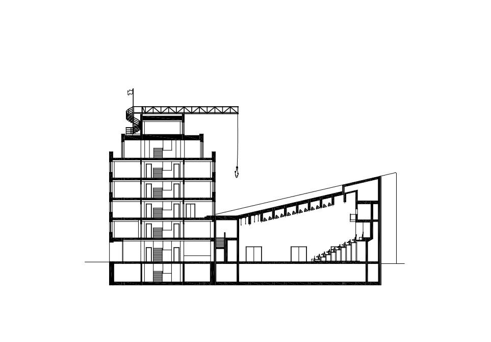 DOX+, řez, Petr Hájek ARCHITEKTI