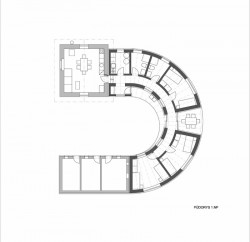Půdorys - Dostavba drážního domku, sociální bydlení Sananim