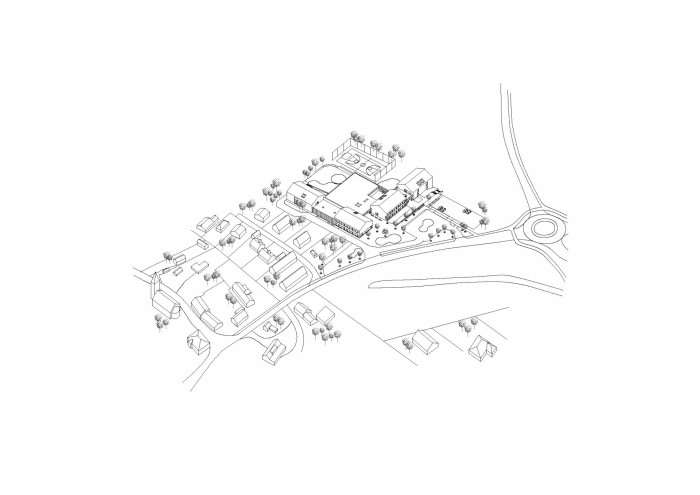 Základní škola Amos pro Psáry a Dolní Jirčany, SOA architekti, axonometrie