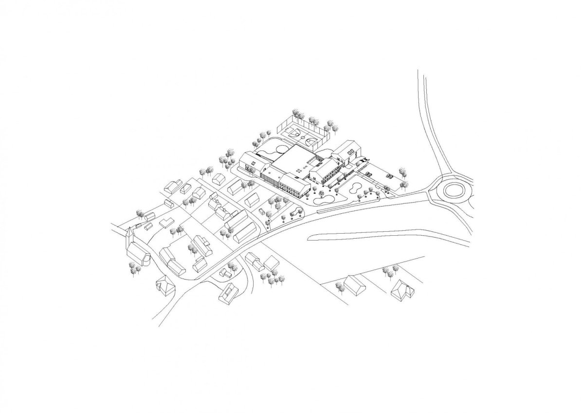 Základní škola Amos pro Psáry a Dolní Jirčany, SOA architekti, axonometrie