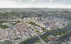 Bubny - Zátory, nadhledová perspektiva z jihu, Müller Reimann Architekten / Pelčák a partner architekti