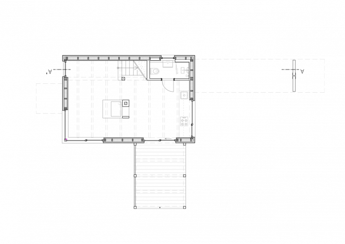 majo architekti, Chata s lávkou, půdorys 1. NP – foto
