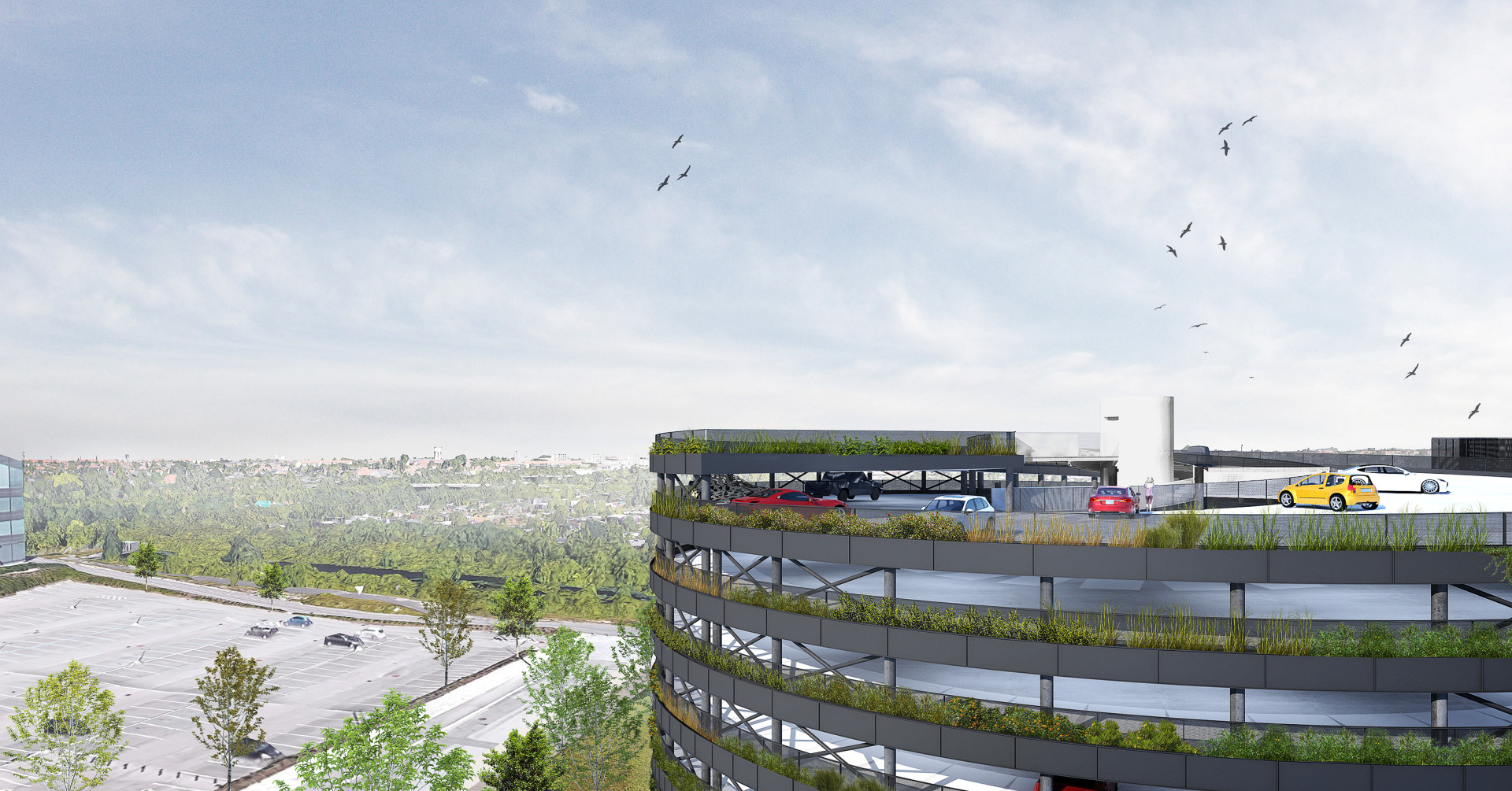 Kruhová rampa se v tomto případě promítla i do formy samotné budovy.