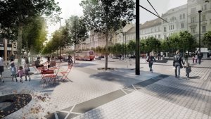 Rekonstrukce Václavského náměstí v Praze prošla aktualizací podle kanceláře Jakub Cigler Architekti. Tramvaje se mají vrátit do roku 2023.