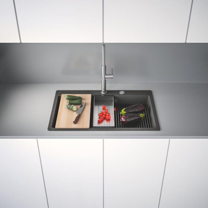 Fragranitový dřez Kubus 2 Pro včetně doplňků