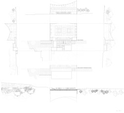 Půdorysy a řezy (Sportovní a kulturní centrum Marie-Jose Perec a Josephine Baker v La Bouëxière ve Francii; onze04)