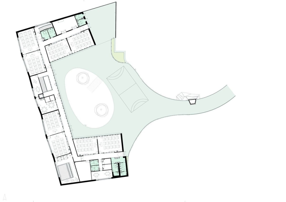 Jean Rostand School, SAM architecture, půdorys 1NP