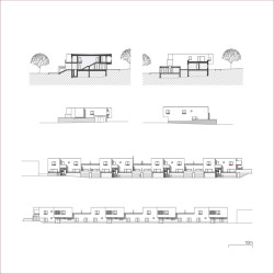 Bytový dům - řez a pohledy (Obytný soubor Dolina v Lysolajích, knesl kynčl architekti)