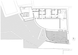 Půdorys suterénu (Bytový dům na Malé Straně; architektonický ateliér Ladislava Lábuse)