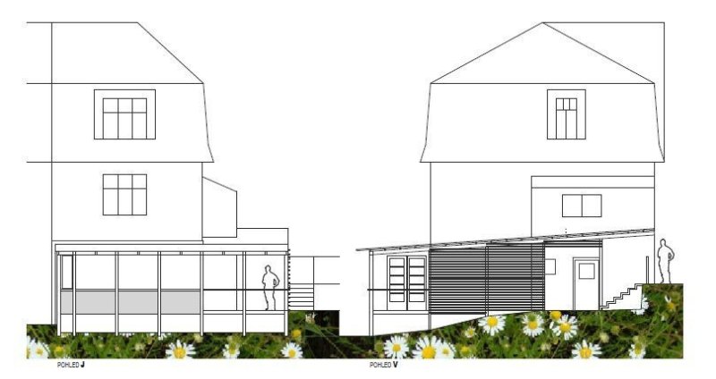 Dostavba rodinného domu Na Drahách, pohledy, 3+1 architekti