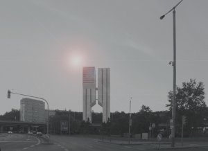 Návrh studentského bydlení v Holešovicích, vizualizace, Matěj Střecha.