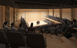 Připravovaný koncertní síň v Ostravě podle návrhu amerického studia Steven Holl Architects + Architecture Acts z Prahy, komorní sál.