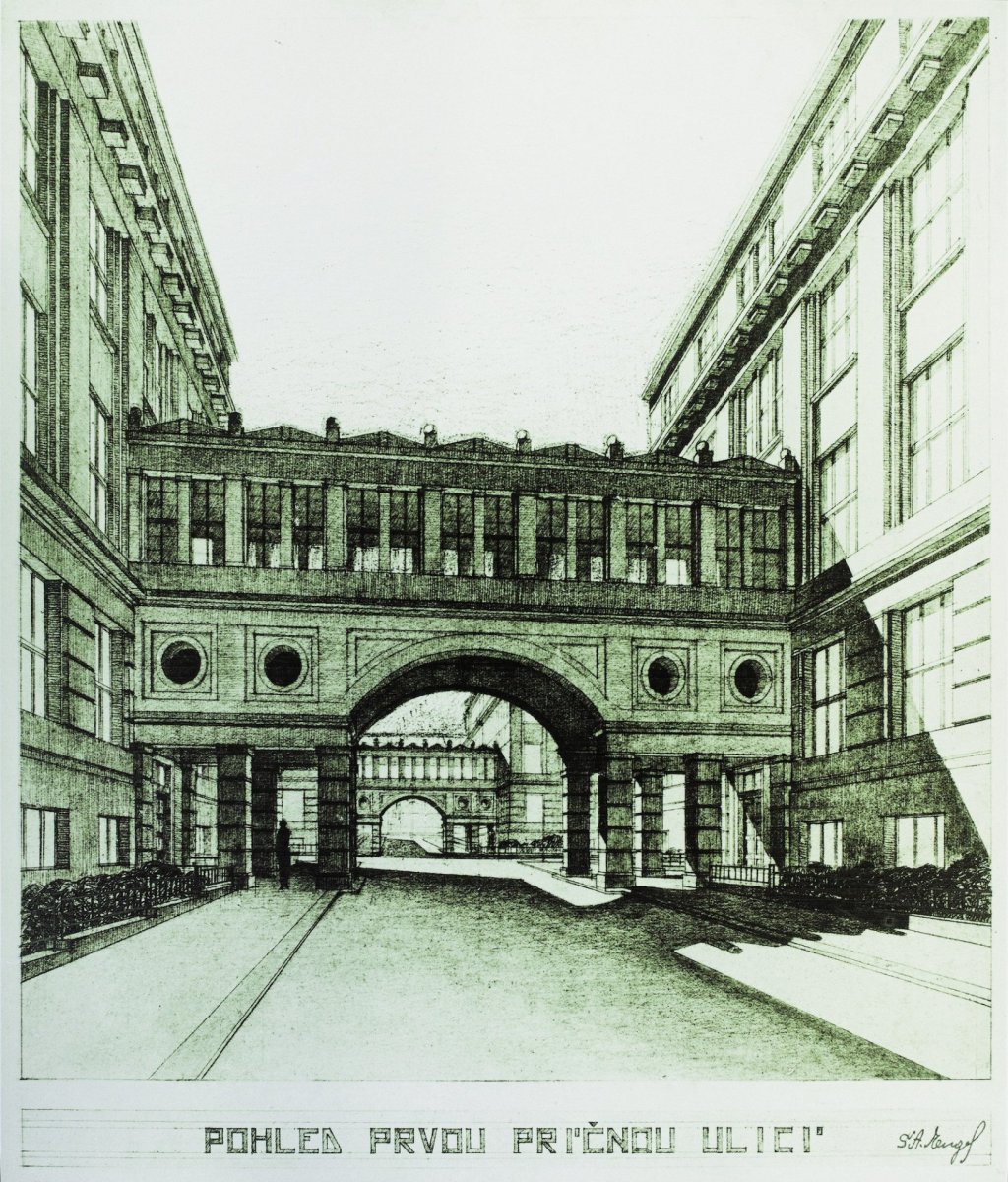Původní návrh lávky podle návrhu Antonína Engela z roku 1936.