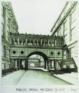 Původní návrh lávky podle návrhu Antonína Engela z roku 1936.