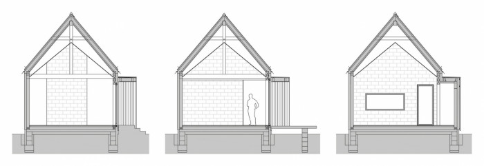 Dřevěný dům Lučatín, Jaro Krobot architekt, řez