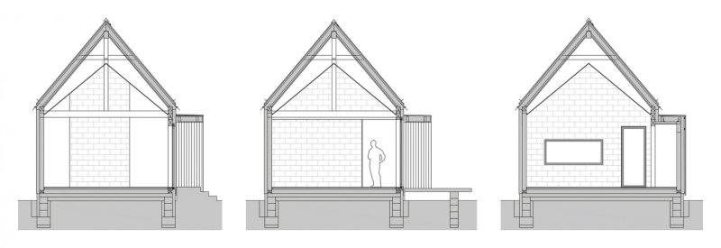 Dřevěný dům Lučatín, Jaro Krobot architekt, řez