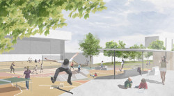 Obnova parku Střed v Mostě, vítězný návrh od architektů Tilla Rehwaldta a Patrika Hoffmana.