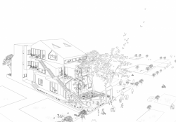 KIENTRUC O, Chuon Chuon Kim Kindergarten, axonometrie - foto