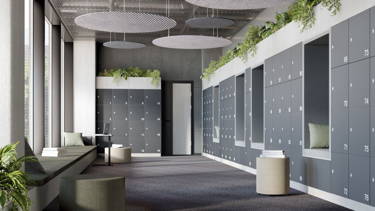 Šatní boxy SAVE L od TOP OFFICE mohou být jednobarevné.