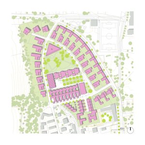 Situace (Obytný soubor Dolina v Lysolajích, knesl kynčl architekti)