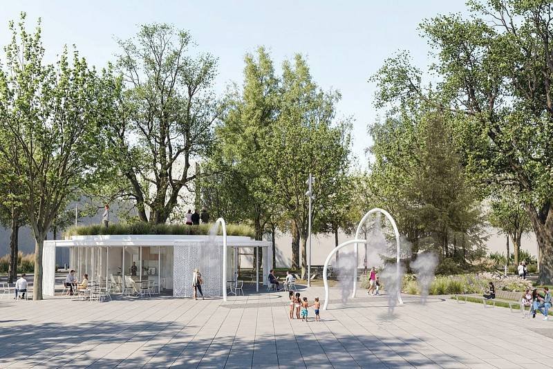 Nová podoba náměstí Míru v Plzni podle FLERA krajinářského architekta Ferdinanda Lefflera a studio DICE25 architects.