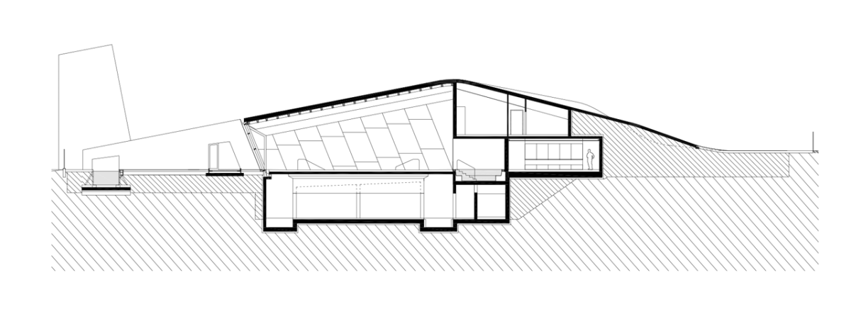 Architekti DRNH, Krytý plavecký bazén v Litomyšli, příčný řez – foto