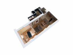 0,5 Studio, Nájemní byt Kačerov, dispozice, axonometrie – foto