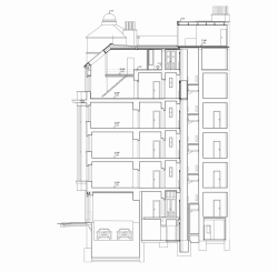 Uhlík architekti, Činžovní dům Letná, řez – foto